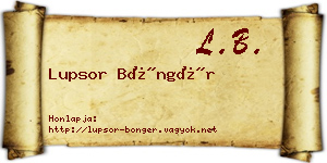 Lupsor Böngér névjegykártya